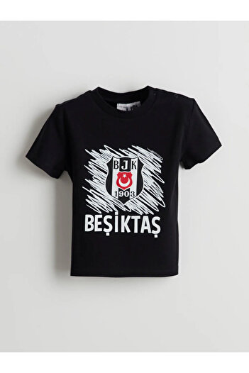 LC Waikiki LCW Baby 1903 BJK Taraftar Baskılı Yüksek Pamuklu Erkek Bebek Şortlu Pijama Takım