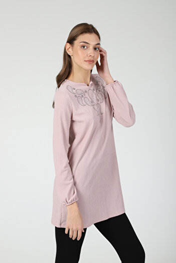 Dİ GİYİM Pink Stone Detail Tunic