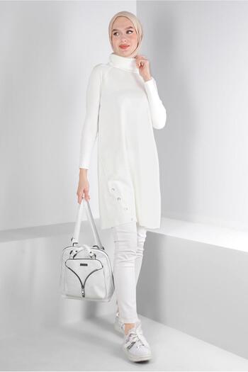Alvina Turtleneck Knitwear Tunic - Buttoned, Model 43113