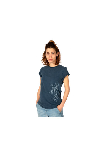 Life-Tree Rundhals T-Shirt für Damen in blau
