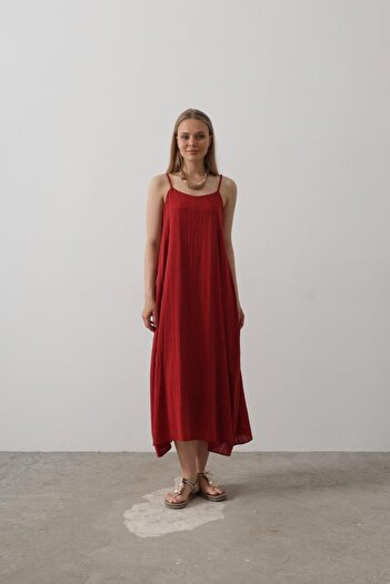 Nnstartshopping Strappy Long Bell Dress - Burgundy
