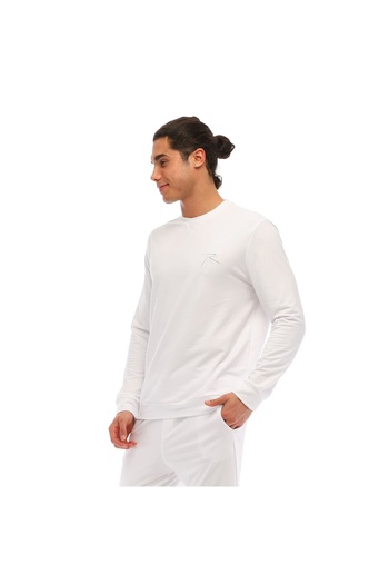 raru Βαμβακερό Crew Neck Basic Φούτερ Omnıs Λευκό