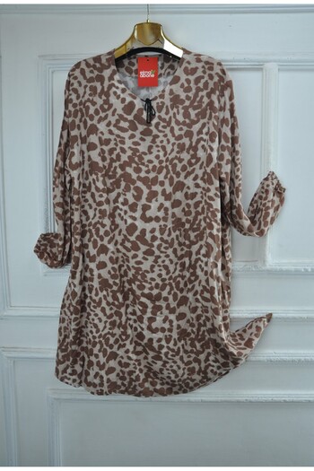 elma abone Large Size Viscose Lace-Up Tunic