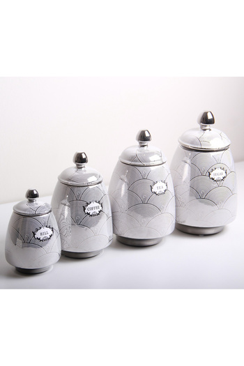 Generic Set of jars for storing spices, seasonings, tea, and sugar