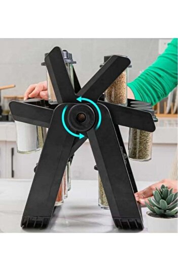 Denx Organizer and Hold For Spices And Seasoning In The Shape of Rotating Wheel Containing 18 Containers