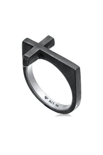 KUZZOI Ring Herren Kreuz Glaube Schlicht in 925 Sterling Silber