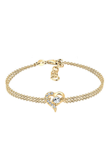 ELLI Dámský náramek Heart Symbol Love s krystaly ze stříbra ryzosti 925