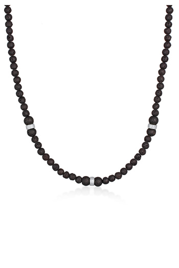 KUZZOI Necklace Men's Vintage Surfer Trend with Lava Balls in 925 Sterling Silver