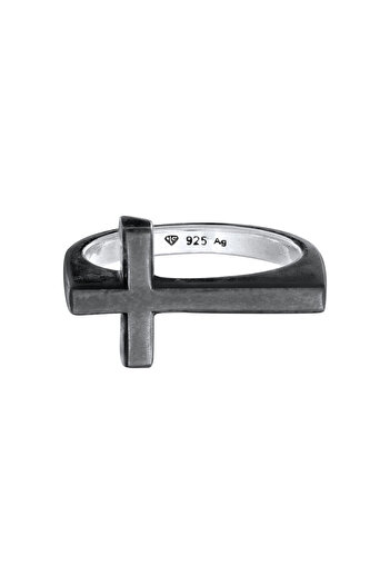 KUZZOI Ring Herren Kreuz Glaube Schlicht in 925 Sterling Silber
