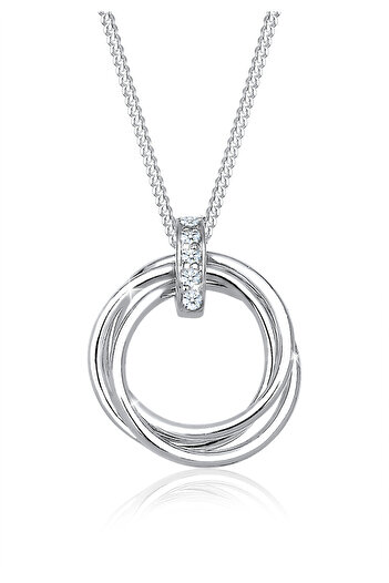 ELLI Necklace Ladies circle pendant trio with diamond (0.025 ct.) in 925 sterling silver
