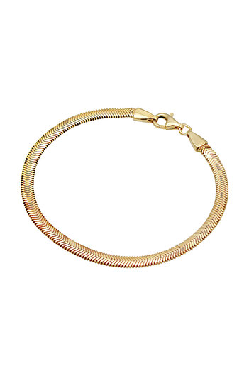 KUZZOI Armband Damen Flach Elegant Schlangenkette Fischgrät Trend in 925 Sterling Silber