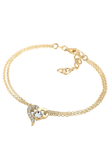 ELLI Dámský náramek Heart Symbol Love s krystaly ze stříbra ryzosti 925