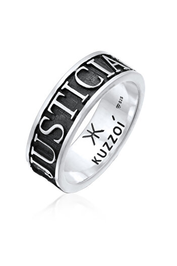 KUZZOI Ring Herren Band Schriftzug Massiv in 925 Sterling Silber