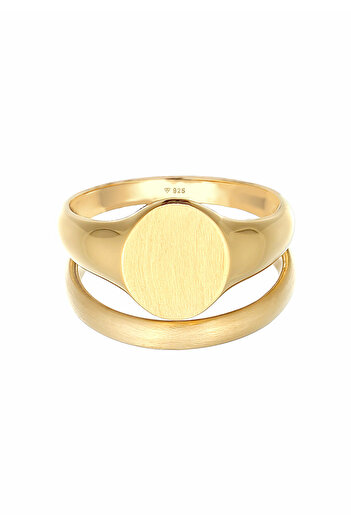 KUZZOI Ring Herren Siegelring Band Set Basic Minimal Trend in 925 Sterling Silber