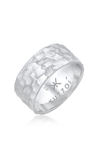 KUZZOI Ring Herren Bandring Gehämmert Chunky Massiv in 925 Sterling Silber