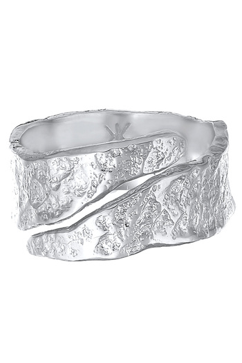 KUZZOI Ring Herren Bandring Struktur Used Look Oxidiert in 925 Sterling Silber