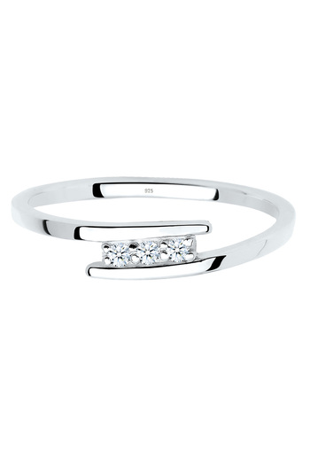 ELLI Ring Women Classic Elegant with Diamond (0.06 ct.) in 925 Sterling Silver