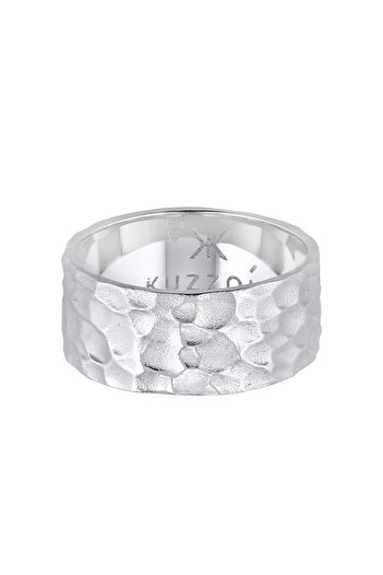 KUZZOI Ring Herren Bandring Gehämmert Chunky Massiv in 925 Sterling Silber