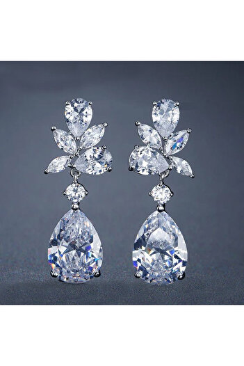 REDz Accessories Empress Earrings, Zirconia Crystals, Elegant, Women, Silver