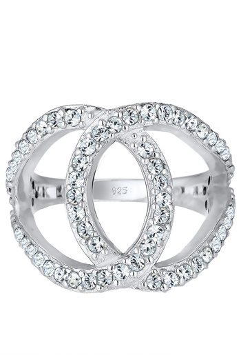 ELLI Ring Damen Liebesknoten mit Kristallen in 925 Sterling Silber