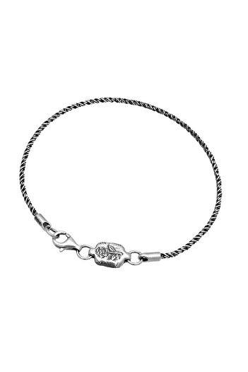 HAZE & GLORY Bracelet Rose Blume Kordelkette 925 Silber oxidiert