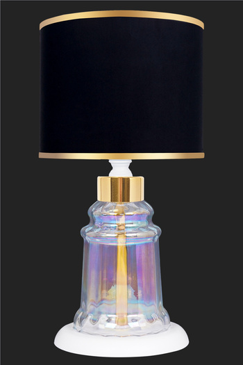 MINIMAL ETICARET VE BILGI TEKNOLOJILERI Baroque White Glossy Shine Mini - Black Headboard Glass Lampshade
