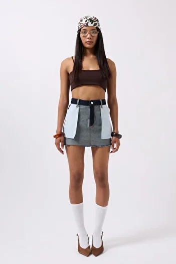 Kokosh moda Fusta mini din denim cu detaliu inversat