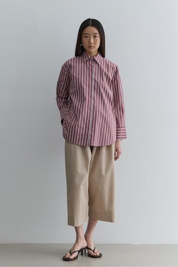 Fahhar Oversize Striped Shirt Claret Red