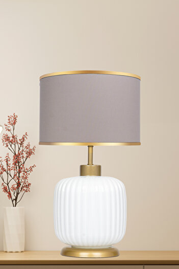 MINIMAL ETICARET VE BILGI TEKNOLOJILERI Intense White Gold - Mink Beige - Glass Lampshade