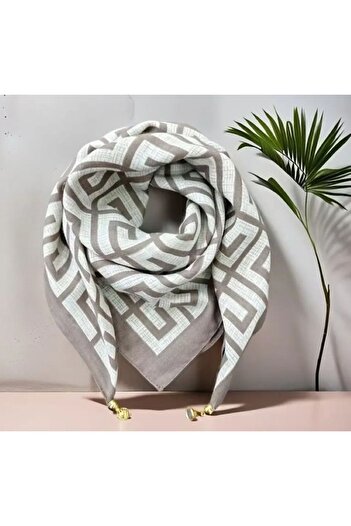 Dgt Luxury Magnetic Buckle, Soft, Triangular Milk Brown Shawl, Scarf 98Cmx65Cm