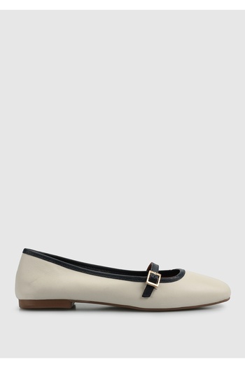 Provoq Ecru Leather Women's Ballerinas
