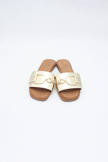 ENDİCAN 246 Rvg-7 Women's Genuine Leather Slippers Gold