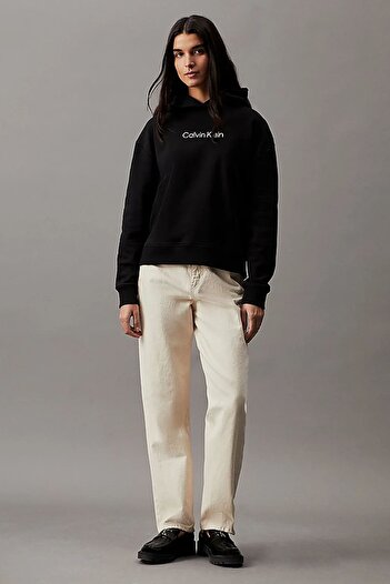 Calvin Klein Kadın Hero Logo Sweatshirt - Siyah