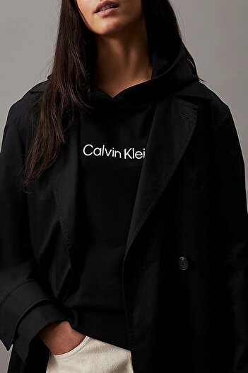 Calvin Klein Kadın Hero Logo Sweatshirt - Siyah
