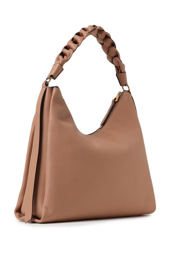 Coccinelle Zip Zipper Monochrome Shoulder Bag with Logo Detail for Women