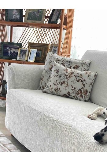 Faiend Κάλυμμα καναπέ Jacquard Cream ελαστικό για 3 άτομα |   Ελαστικό κάλυμμα καθίσματος |   κάλυμμα καθίσματος