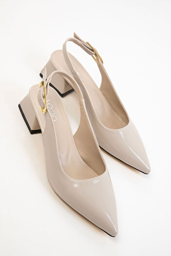 SOHO Beige Patent Leather Women's Classic Heeled Shoes 20421