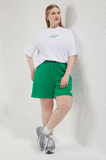 Trendyol Curve Green Color Knitted Embroidered Suit Large Size Tbbss25Cp00023