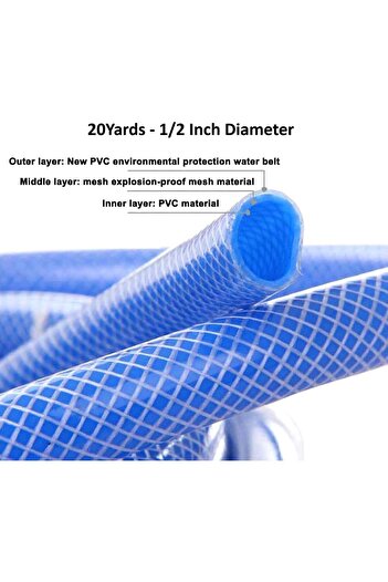 Goishtrie Multipurpose Pvc Nylon Braided Water Pipe For Cleaning (20YARDS 1/2" DIAMETER)