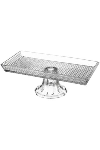 Generic Rectangular Glass Serving Plate with Base, 27x14 cm