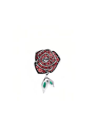 Hector&Co. Jewellery Gümüş Açan Işıltılı Kırmızı Gül Charm