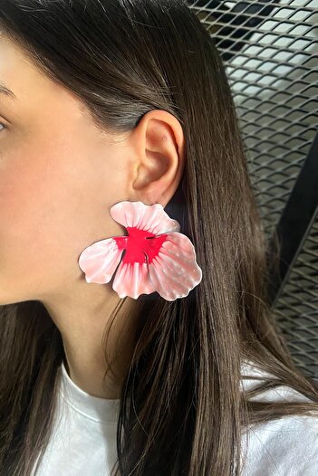 New Obsessions Orchid Large metal Flower earrings