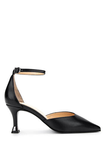 Tamer Tanca Women's Genuine Leather Black Heeled Shoes