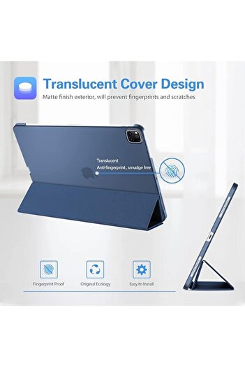 REDz Accessories Husă cu clapă pentru Apple iPad Pro 11, Air 11, Air 4/5, protecție pentru cărți, suport de vizualizare, albastru marin