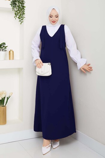 benguen Shirt + Gilet Dress Navy Blue 4678