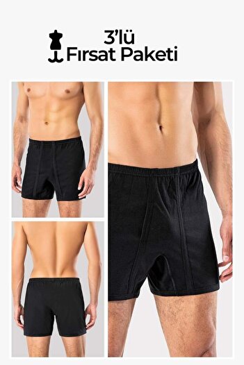ERDEM İÇ GİYİM Erdem 3-Piece Black Panties 13503