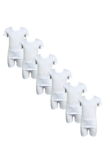 City Rose Fashion 6 - Pieces Cotton Roundneck Undershirt and Short Underwear Boy Set White