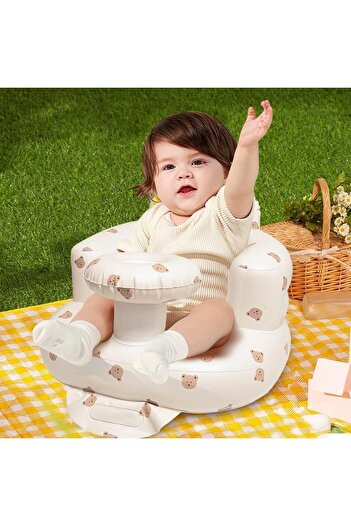 Yelajoy Baby Inflatable Seat,with Tray , Built in Air Pump, with Back Support ,for Babies 3+ Months