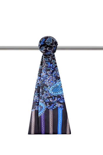 Bursa İpek Blue Ivy Pattern Soft Shawl