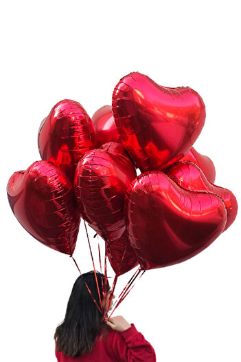 THE BIGGEST IMPACT Foil Heart Flying Heart Balloon 4 Pieces Red Color 45 cm Romantic Marriage Proposal, Anniversary, Lover